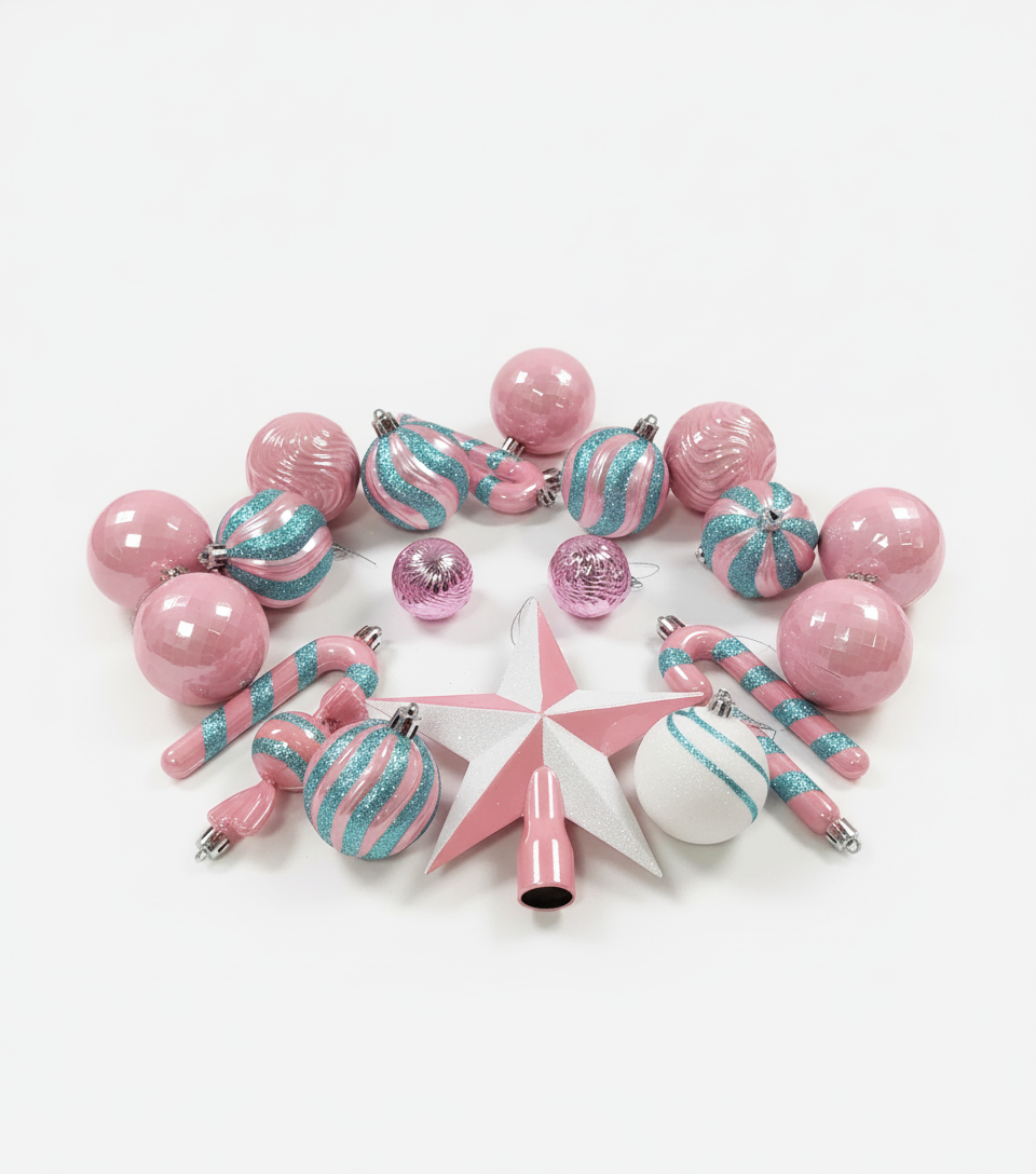 Blush & Teal Ornament Set